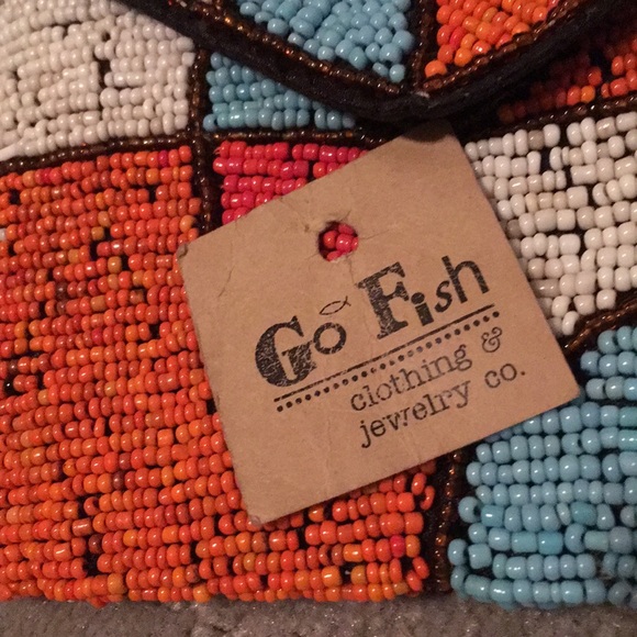 Beaded Bag Boho Multi Colored card holder Wallet - Picture 2 of 7